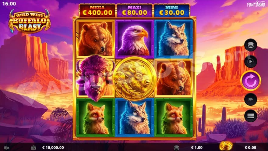 Base game with the Jackpots above the reels.