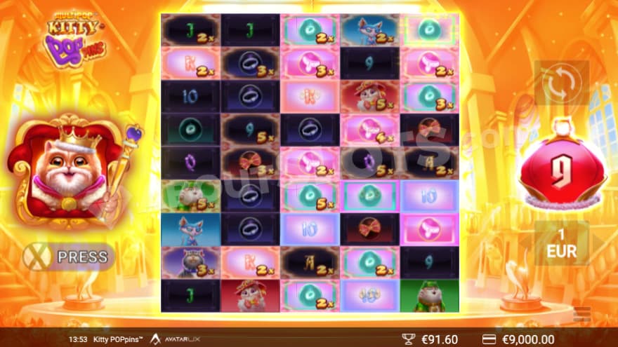 Free Spins where the feature King Cat is activated.