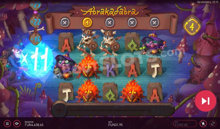 Bonus game with a 11X total win multiplier.