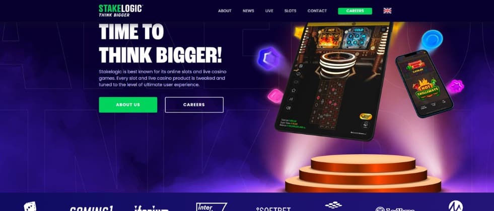 An image of Stakelogic's homepage