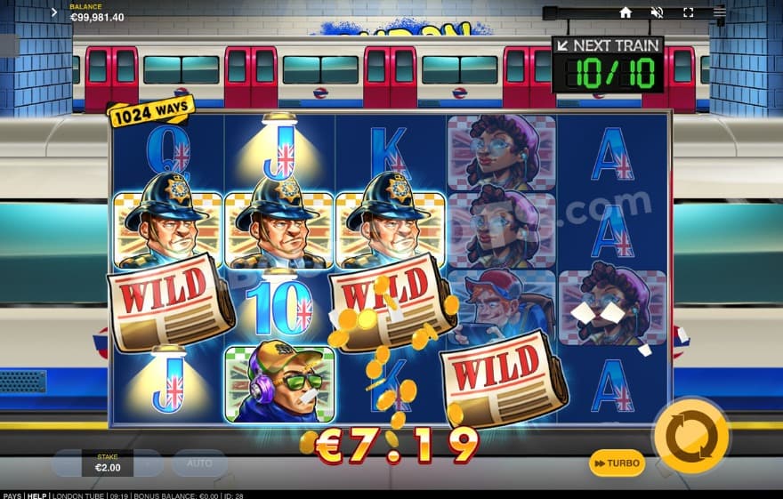 The train arrival feature is active where wilds are placed out.