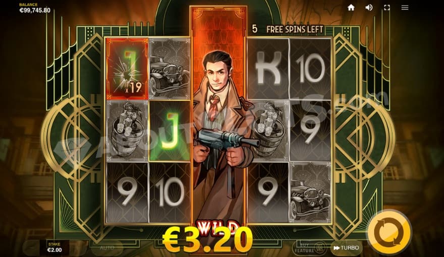 Free Spins with Toni on the middle reel holding a rifle.