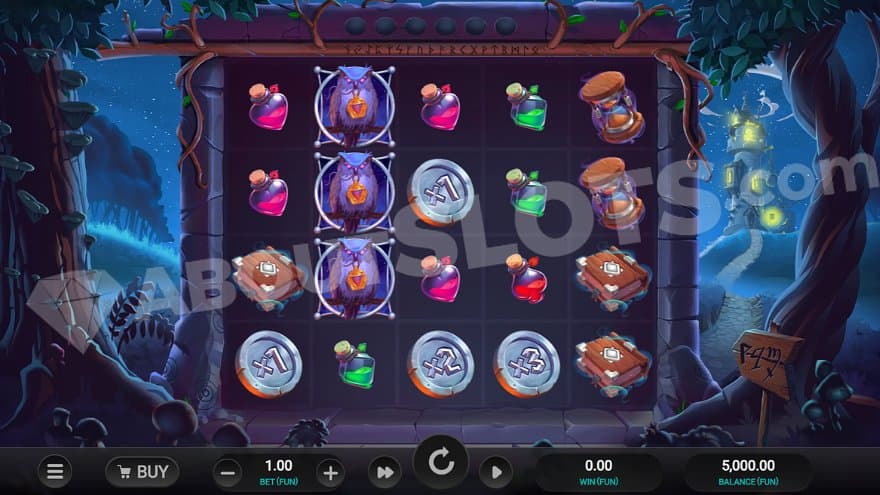 A casino slot in a dark forest. 