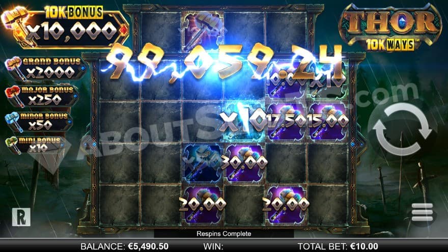 Bonus Respins feature with cash symbols on the reels.
