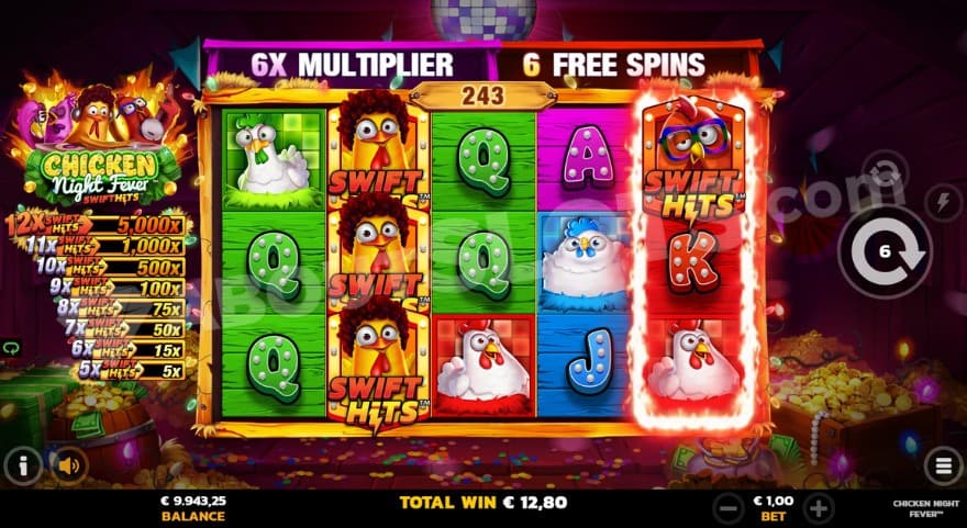 Free Spins feature with a 6X win multiplier.