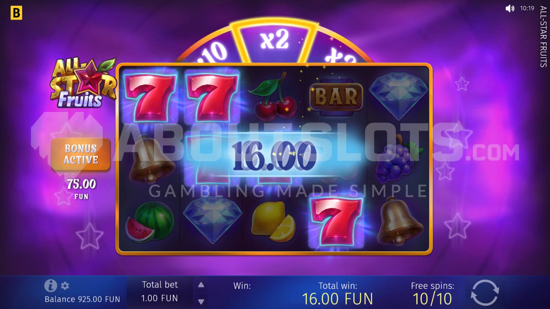 The Multiplier Wheel is active and seen at the top of the playing grid during the free spins