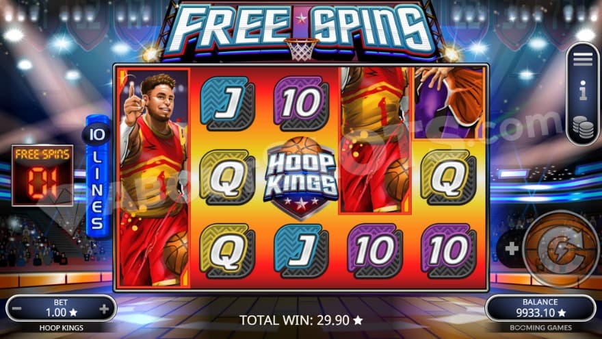 Slam Dunk Free Spins feature with one remaining spin.