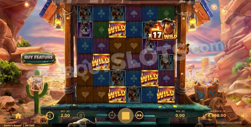 Base game with a wanted sign showing Buster to the left.