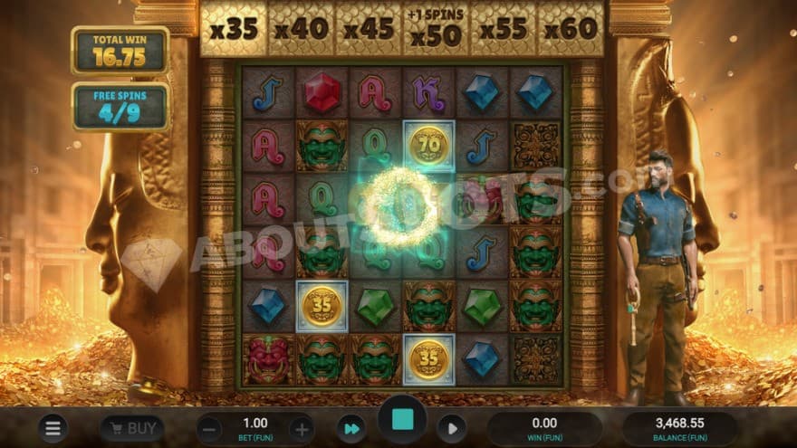 Super Free Spins feature with a current 35X win multiplier.