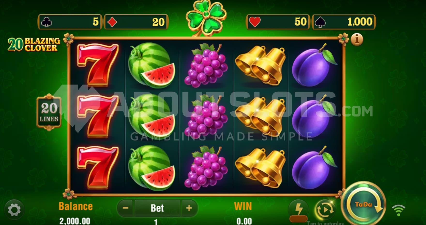 20 paylines in play