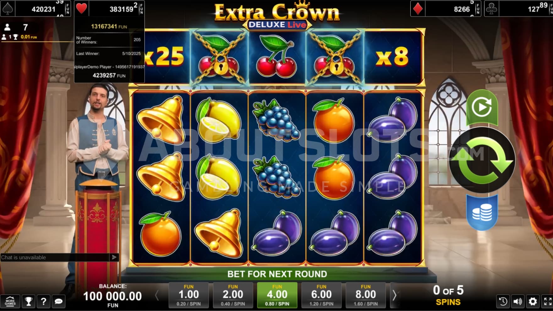 Dealer on left side of 5x3 game grid