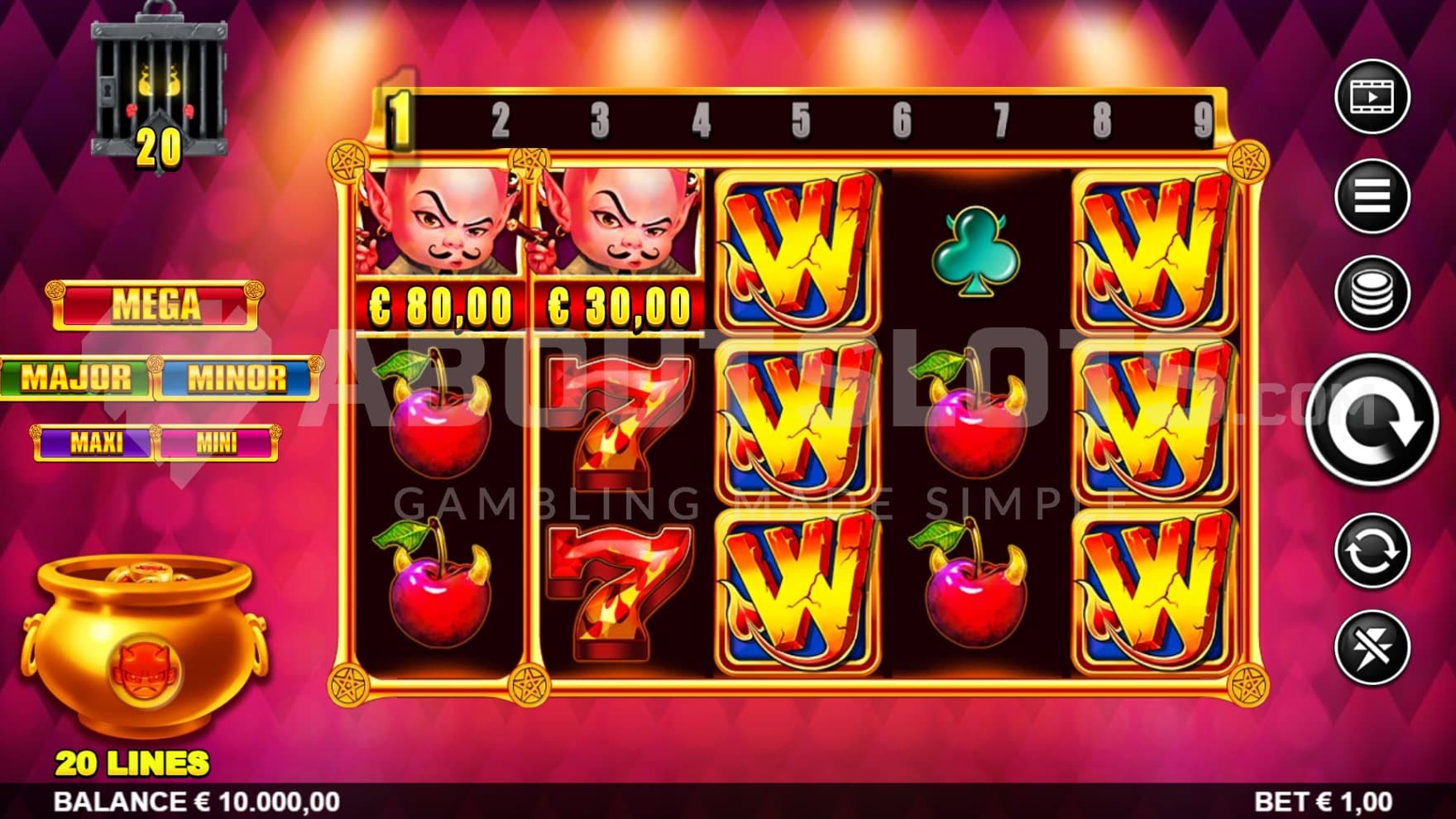 Jackpots on left side