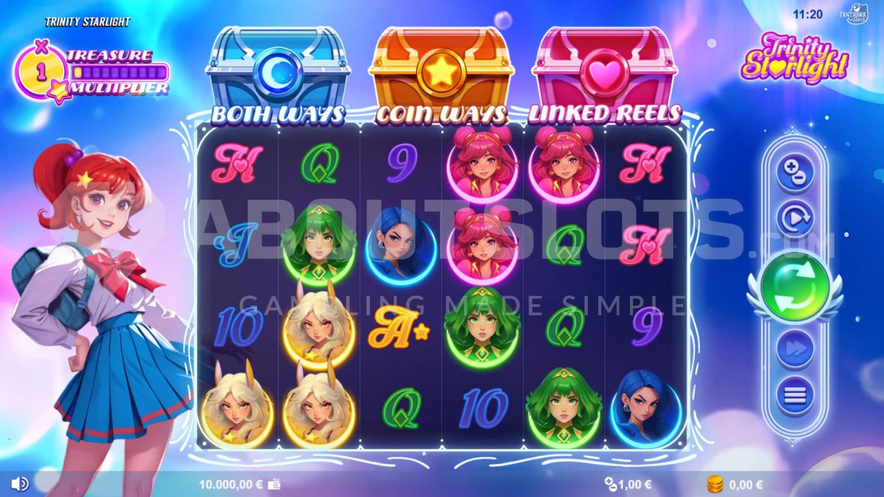 Treasure Multiplier in left top corner