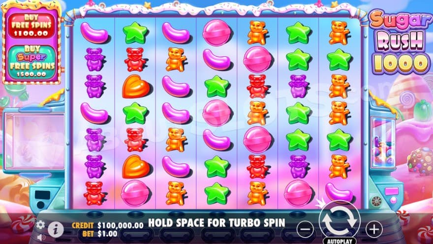 Base game where you can see a candy land in the background.