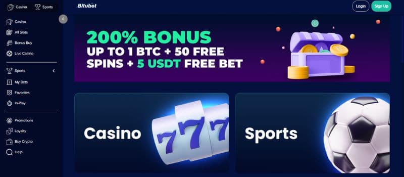 The login and sign up page for Bitubet.