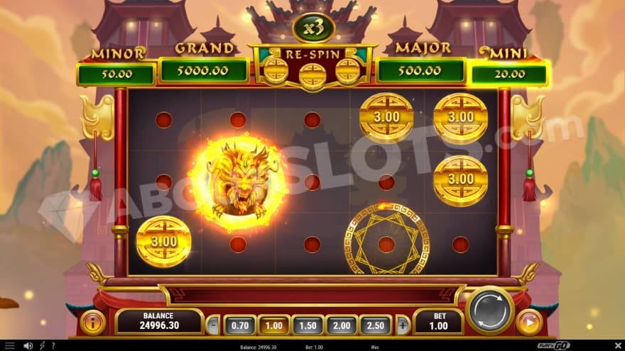 Kingdom's Treasure feature being active with one active golden ring on the second reel.