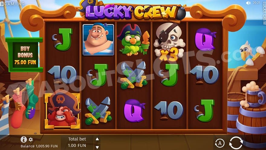 Five reels on a pirate ship. 