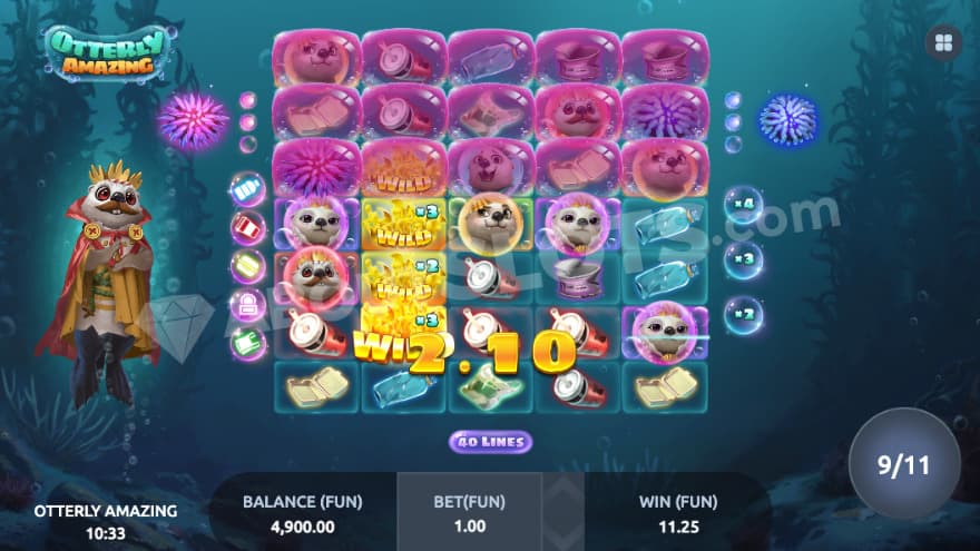 Bonus game with stacked wild multiplier kelp.