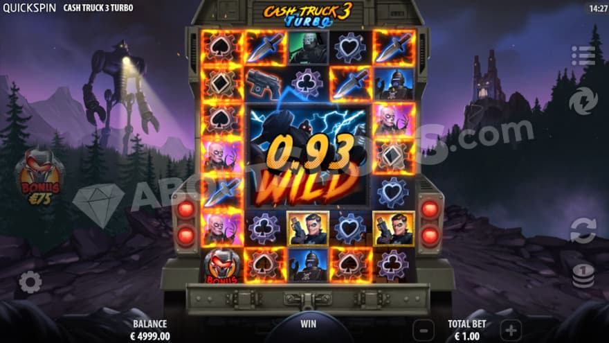 A giant 3X3 wild symbol on the middle positions, showing a robot.