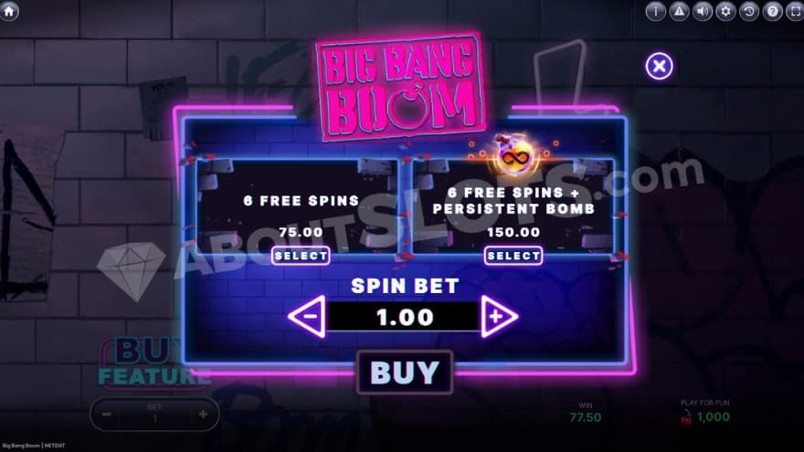 Bonus buy feature with two options to choose from.