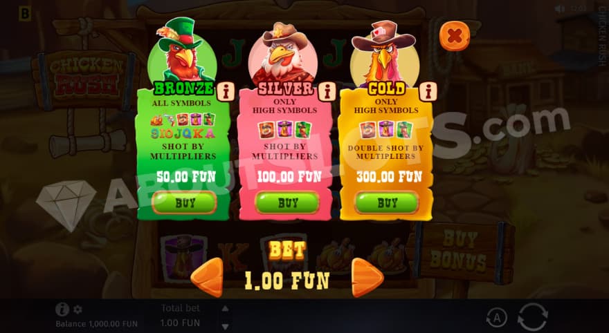 Bonus buy feature with three options to choose from.