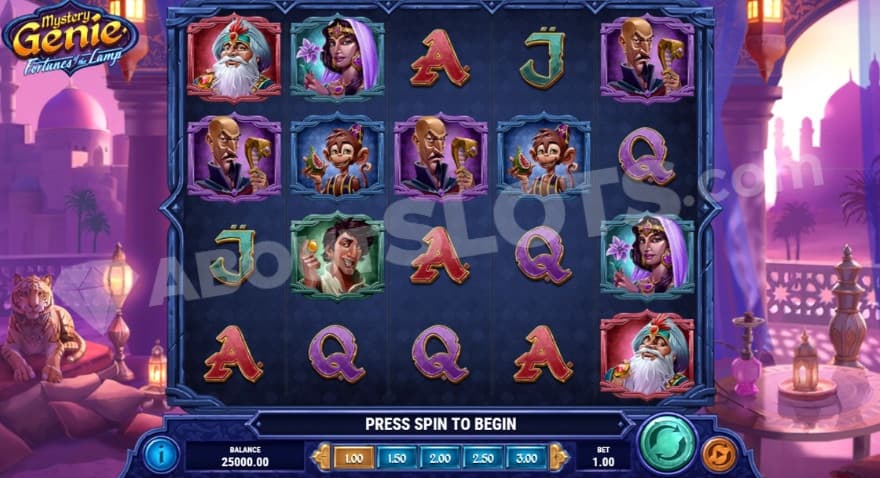 Base game with a tiger on the left of the reels.
