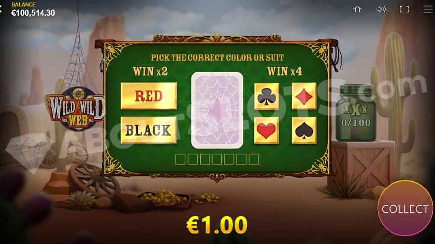 A menu offering the player to chose a color or suit of a card deck.