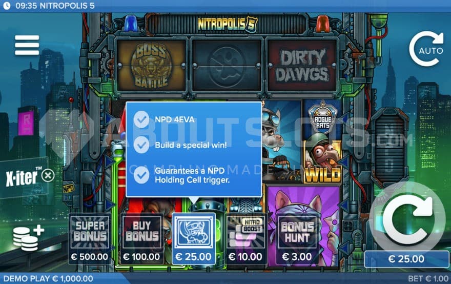 Bonus buy feature with five options to choose from.