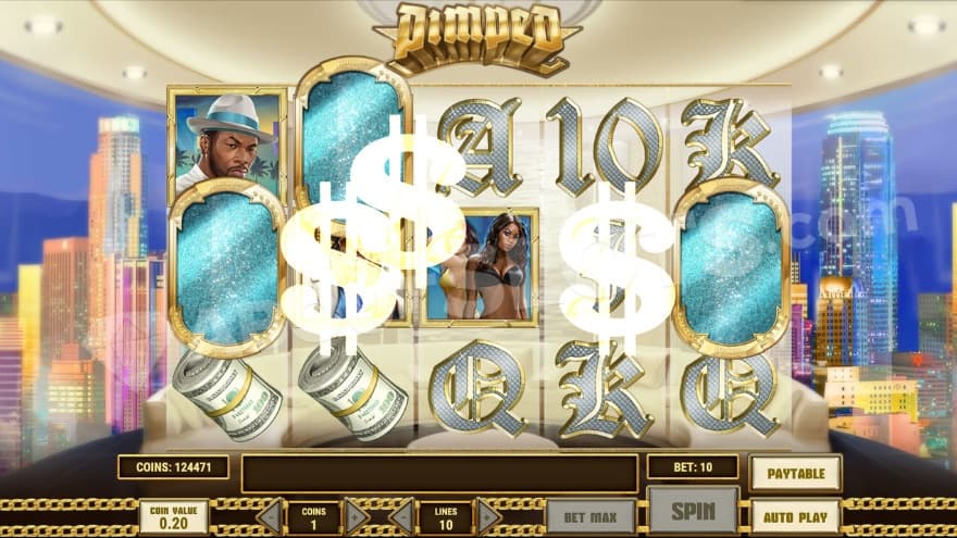 Bonus game with dollar signs on the reels.