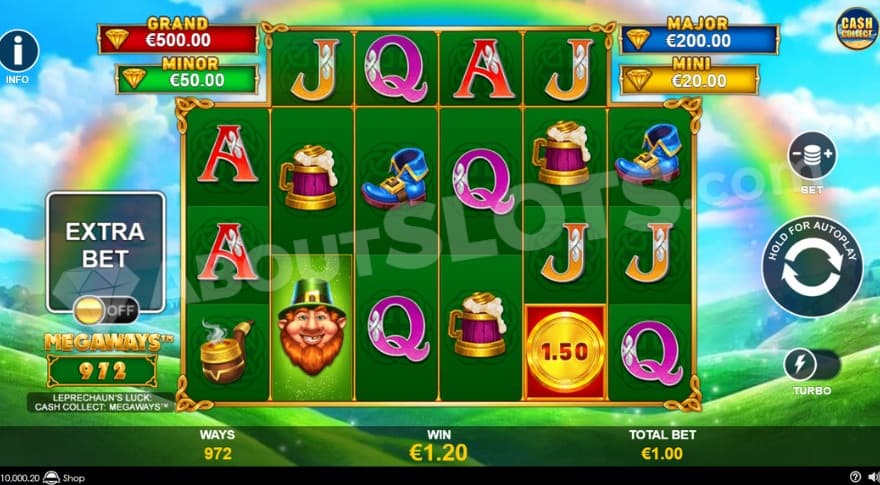Base game where you can see the four Jackpots above the reels.