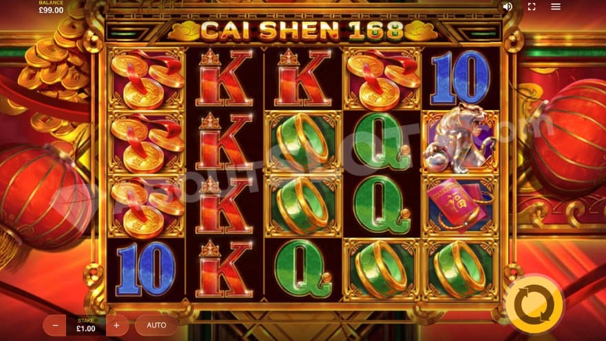 Base game with gold coins and Chinese lamps in the background.