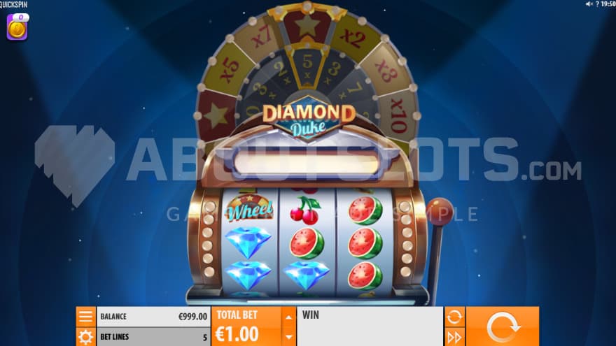 A playing gird that is a mix of a classic mechanical slot machine and a jukebox