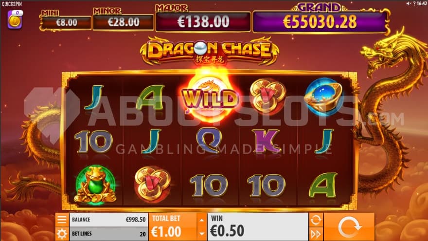 A golden dragon holding up the playing grid