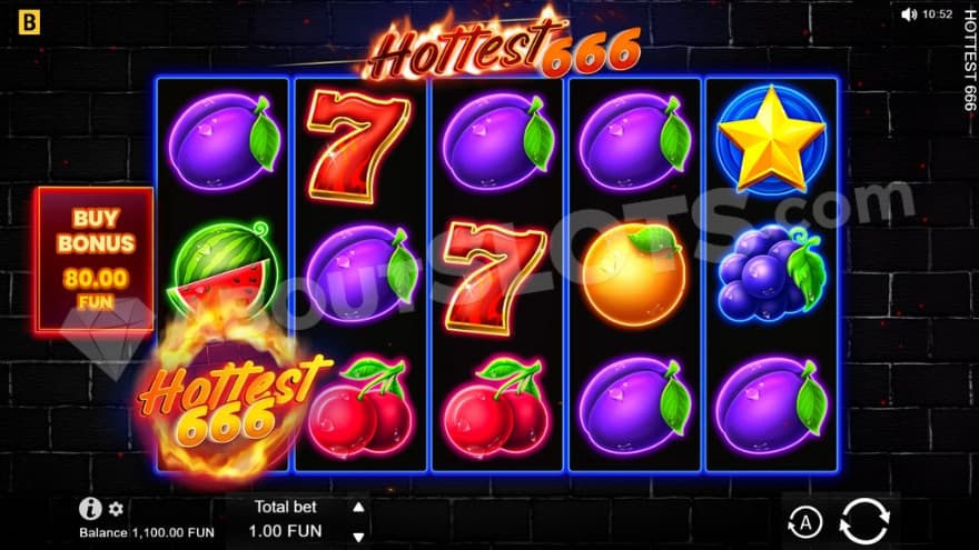 Base game where you can see fruit symbols on the reels.