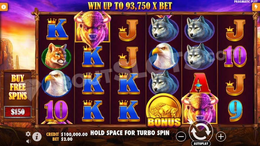 Base game with a golden scatter coin on the fourth reel.