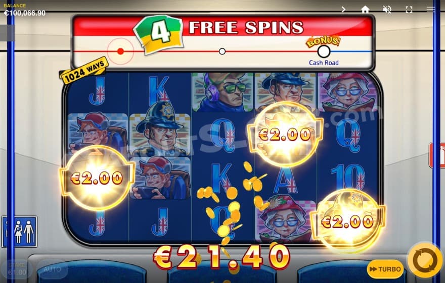 Free Spins bonus game with cash prizes.