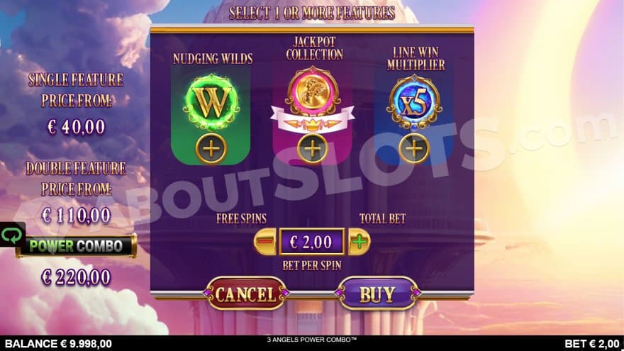 A screen where the Free Spins and combinations of them are for sale.