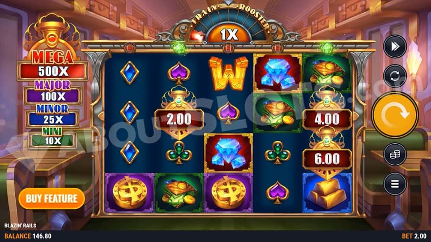 A casino slot in a train car.