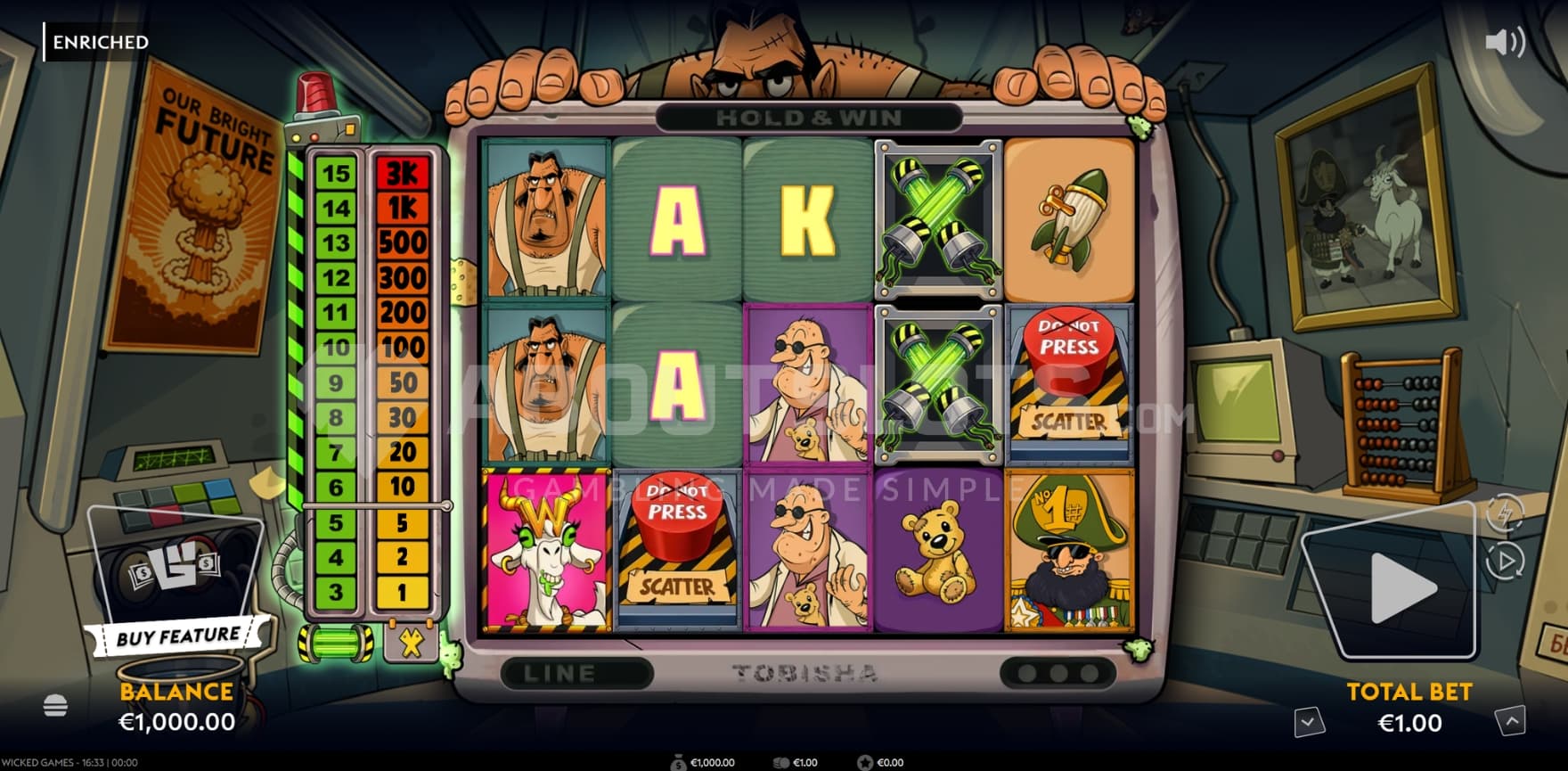 Reaction Paytable on left side