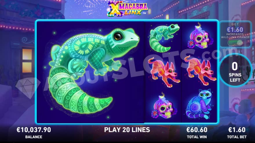 Mega Symbol Free Games feature with a gigantic green lizard symbol.