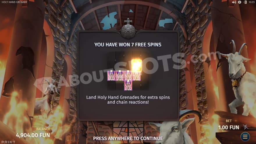 Intro screen to the bonus game with goats on the sides.