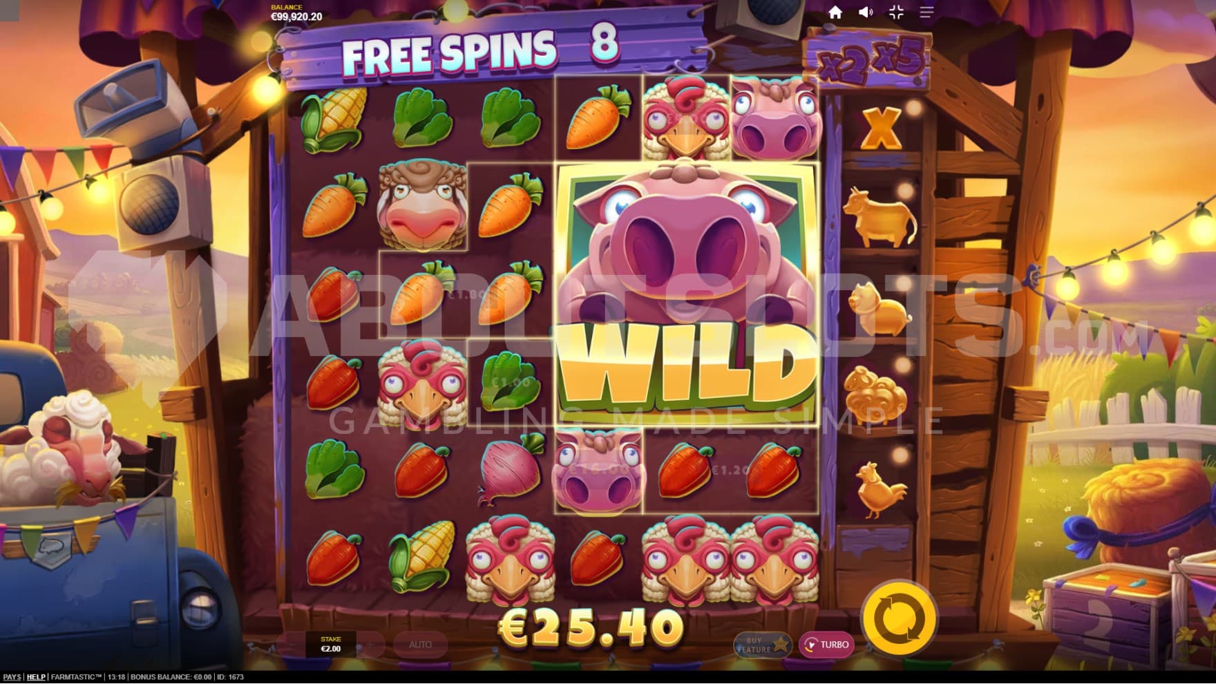 8 Free Spins left