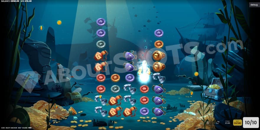 An image of the Free Spins view with a Wild Anchor descending