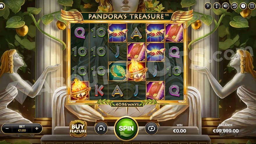 A casino slot in an Ancient Greek setting.