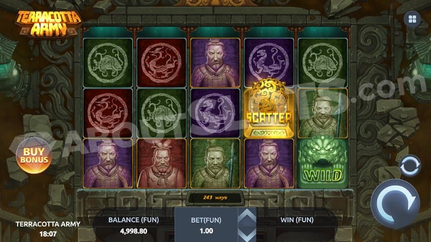 A casino slot in a terracotta chamber from above. 