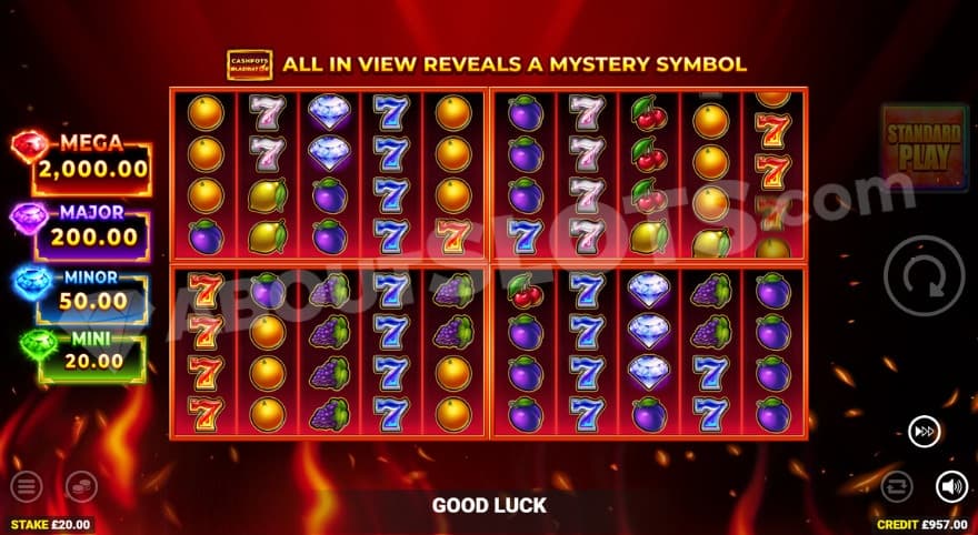 Fortune Play bonus game with four mini reels on the screen.