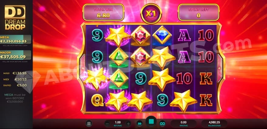 Wild Rush Free Spins feature with a 1X multiplier.