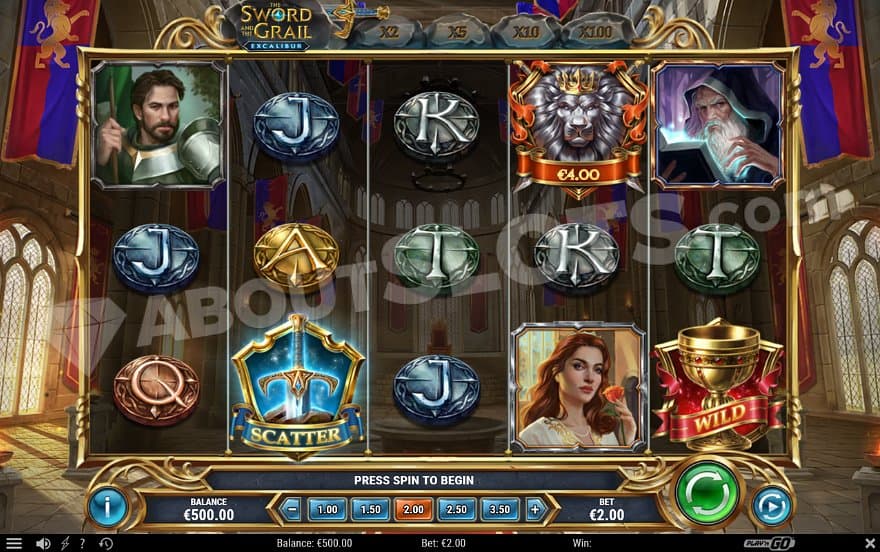 A casino slot in a castle. 