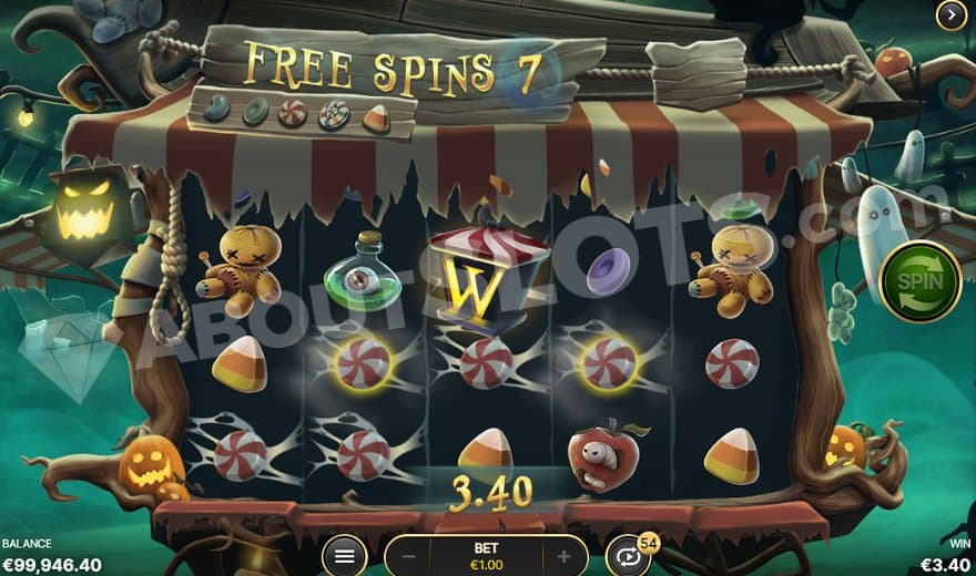 A sticky win with five symbols in the Free Spins.