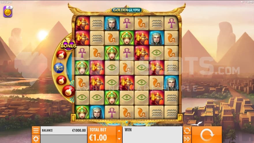 The playing grid with pyramids and ancient Cairo in the background